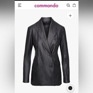 Faux Leather Double-Breasted Blazer